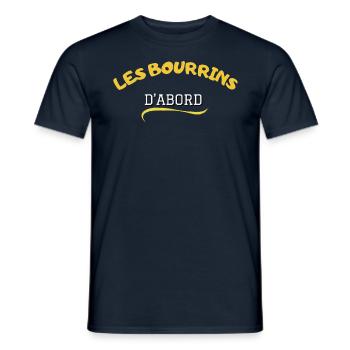 Les Bourrins D'ABORD.J - T-shirt homme - marine - Devant - AI Model Male 178 light (178cm)