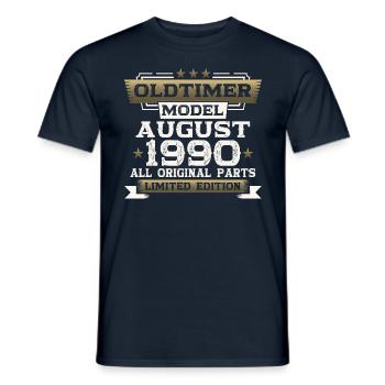 33rd Birthday Man Oldtimer August Vintage 1990 - Men's T-Shirt - navy - Front - AI Model Male 178 light (178cm)