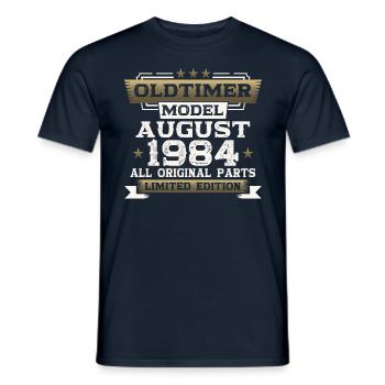 39th Birthday Man Oldtimer August Vintage 1984 - T-shirt homme - marine - Devant - AI Model Male 178 light (178cm)