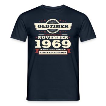 54th Birthday Vintage November Vintage 1969 - Men's T-Shirt - navy - Front - AI Model Male 178 light (178cm)