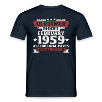 65. Geburtstag Oldtimer Februar Jahrgang 1959 - Männer T-Shirt - Navy - Vorne - AI Model Male 178 light (178cm)