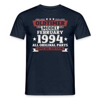 30. Geburtstag Oldtimer Februar Jahrgang 1994 - Männer T-Shirt - Navy - Vorne - AI Model Male 178 light (178cm)