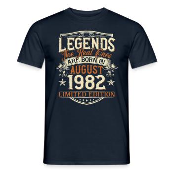 August 1982 Born Legends Birthday - Men's T-Shirt - navy - Front - AI Model Male 178 light (178cm)