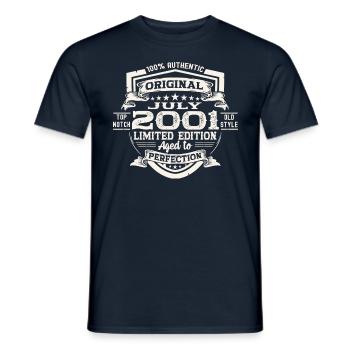 22nd Birthday Man Original July Vintage 2001 - Men's T-Shirt - navy - Front - AI Model Male 178 light (178cm)