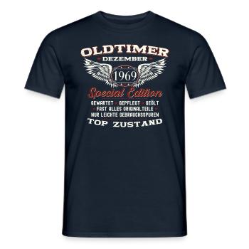 54. Geburtstag Oldtimer Dezember Jahrgang 1969 - Männer T-Shirt - Navy - Vorne - AI Model Male 178 light (178cm)