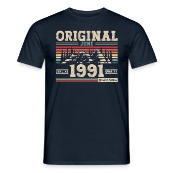 Original June 1991 Born 1991 33rd Birthday 91 - Men's T-Shirt - navy - Front - AI Model Male 178 light (178cm)