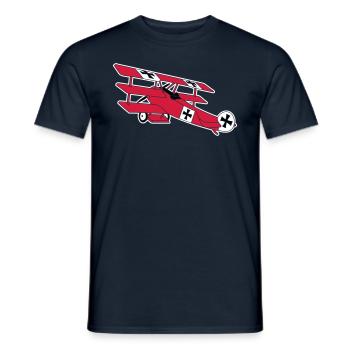 Fokker Airplane Flugzeug Roter Baron Red World War - Men's T-Shirt - navy - Front - AI Model Male 178 light (178cm)