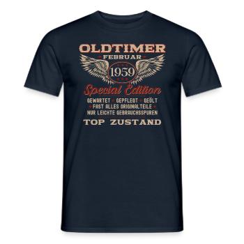 65. Geburtstag Oldtimer Februar Jahrgang 1959 - Männer T-Shirt - Navy - Vorne - AI Model Male 178 light (178cm)