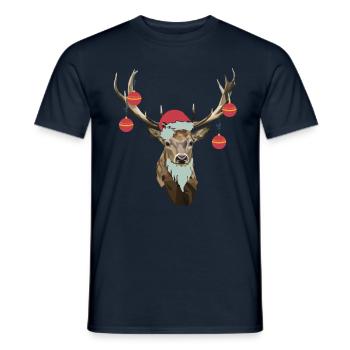 Chemise de Noël cerf meilleur cadeau fan de cerf - T-shirt homme - marine - Devant - AI Model Male 178 light (178cm)