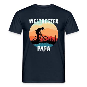 Mountainbike Weltbester Papa Vintage Motor Papa - Männer T-Shirt - Navy - Vorne - AI Model Male 178 light (178cm)