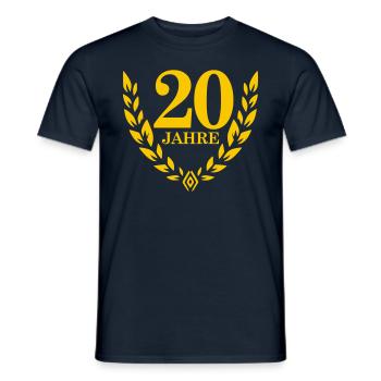 Jubiläum 20 Jahre Lorbeerkranz - Männer T-Shirt - Navy - Vorne - AI Model Male 178 light (178cm)