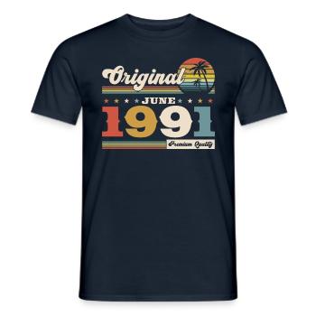 Millésime Juin 1991 Millésime 1991 Anniversaire 1991 - T-shirt homme - marine - Devant - AI Model Male 178 light (178cm)