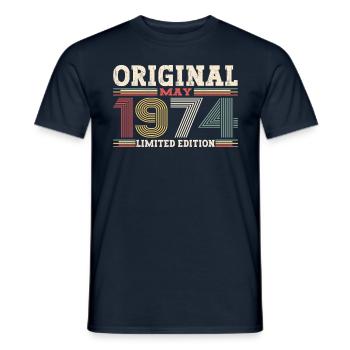 Original mai 1974 Vintage 1974 anniversaire 1974 - T-shirt homme - marine - Devant - AI Model Male 178 light (178cm)