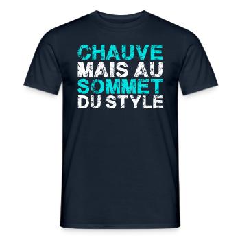 chauve mais au sommet du style - T-shirt homme - marine - Devant - AI Model Male 178 light (178cm)