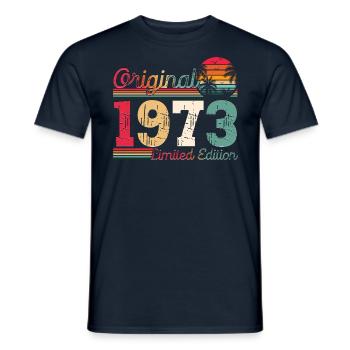 Born 1973 50th birthday Gift man/ woman - Men's T-Shirt - navy - Front - AI Model Male 178 light (178cm)