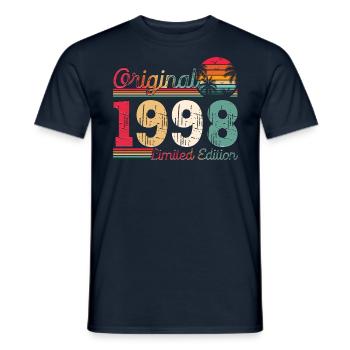 Born 1998 25th birthday Gift man/ woman - Men's T-Shirt - navy - Front - AI Model Male 178 light (178cm)
