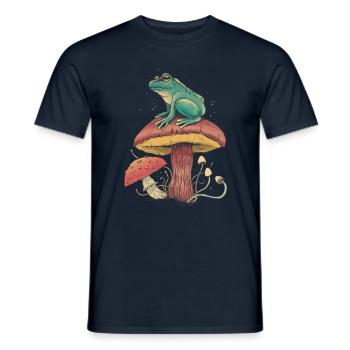 Cottagecore Grenouille mystique sur champignons - T-shirt homme - marine - Devant - AI Model Male 178 light (178cm)