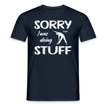 Sorry, I was doing Yoga stuff - Vintage - Men's T-Shirt - navy - Front - AI Model Male 178 light (178cm)