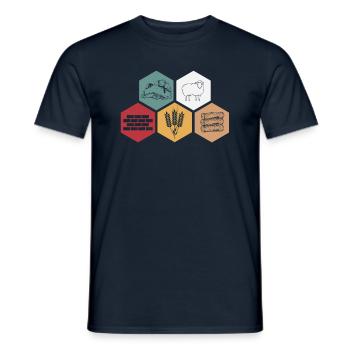 Ore sheep stone wheat wood board game gift - Men's T-Shirt - navy - Front - AI Model Male 178 light (178cm)