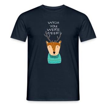 Lustiger Hirsch Rentier Winter Geschenk - Männer T-Shirt - Navy - Vorne - AI Model Male 178 light (178cm)