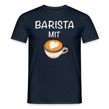 Barista mit Herz Kaffee - Männer T-Shirt - Navy - Vorne - AI Model Male 178 light (178cm)