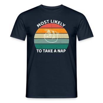Most likely to take a nap - Faultier - Männer T-Shirt - Navy - Vorne - AI Model Male 178 light (178cm)