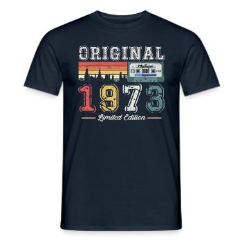 50th Birthday Man Vintage 1973 Vintage Cassette - Men's T-Shirt - navy - Front - AI Model Male 178 light (178cm)