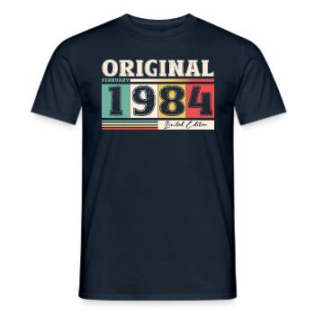 40e anniversaire mari février Vintage 1984 Original - T-shirt homme - marine - Devant - AI Model Male 178 light (178cm)