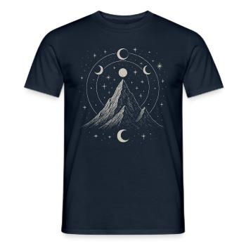 Mystical Alps Moons Cosmic Mountains - Men's T-Shirt - navy - Front - AI Model Male 178 light (178cm)