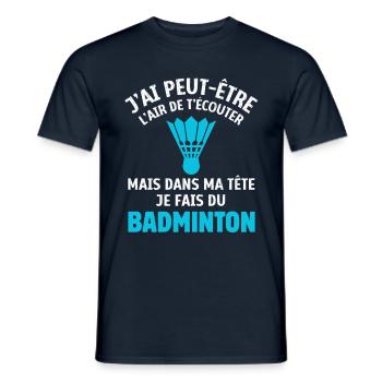 joueur de badminton humour cadeau badminton - T-shirt homme - marine - Devant - AI Model Male 178 light (178cm)