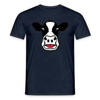 vache tire langue cow 18 - T-shirt homme - marine - Devant - AI Model Male 178 light (178cm)