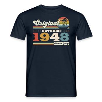 75ème Anniversaire Octobre Millésime 1948 Millésime - T-shirt homme - marine - Devant - AI Model Male 178 light (178cm)