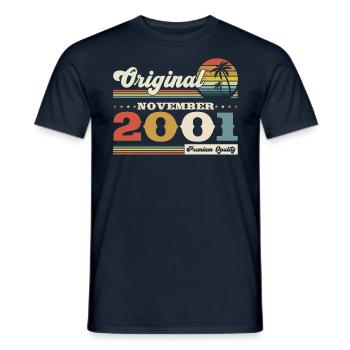 22e anniversaire mari Vintage 2001 Vintage rétro - T-shirt homme - marine - Devant - AI Model Male 178 light (178cm)