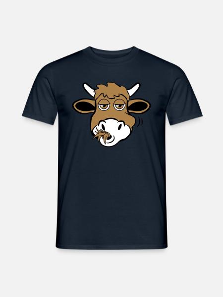Kuh witzig tier fressen - Mænd T-shirt - marineblå
