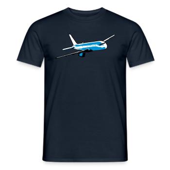 Plane flying airliner - Men's T-Shirt - navy - Front - AI Model Male 178 light (178cm)