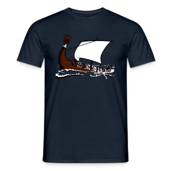 voilier vieux bateau viking voile - T-shirt homme - marine - Devant - AI Model Male 178 light (178cm)