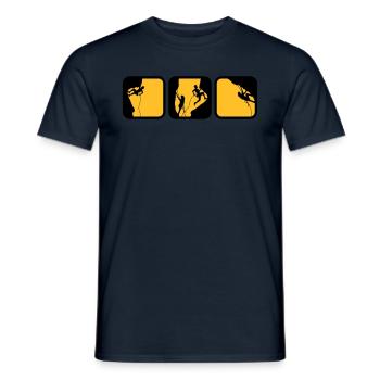 climbing man logos boxes in the evening 3 - Men's T-Shirt - navy - Front - AI Model Male 178 light (178cm)