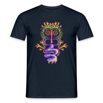 Goa Neon Psytrance Mandala - Männer T-Shirt - Navy - Vorne - AI Model Male 178 light (178cm)