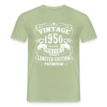 Vintage 1950 - T-shirt herr - salviagrön - Fram - AI Model Male 178 light (178cm)