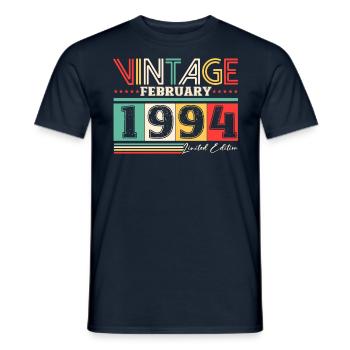 30. Geburtstag Vintage Februar Jahrgang 1994 - Männer T-Shirt - Navy - Vorne - AI Model Male 178 light (178cm)