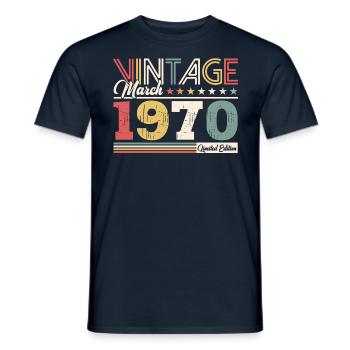 55ème anniversaire cadeau mari Vintage mars 1970 - T-shirt homme - marine - Devant - AI Model Male 178 light (178cm)