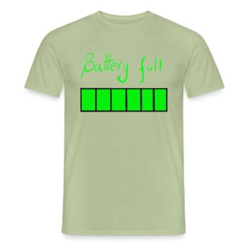 Battery charged! - Men's T-Shirt - sage - Front - AI Model Male 178 light (178cm)