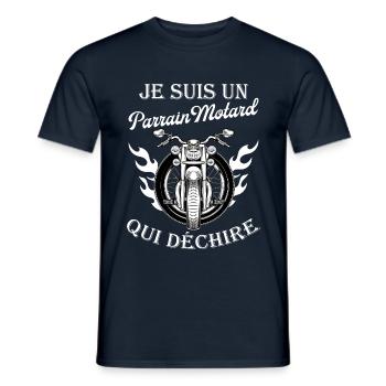Je suis un parrain motard qui déchire moto vintage - T-shirt homme - marine - Devant - AI Model Male 178 light (178cm)