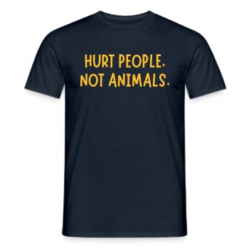 VERLETZT MENSCHEN, NICHT TIERE - Männer T-Shirt - Navy - Vorne - AI Model Male 178 light (178cm)