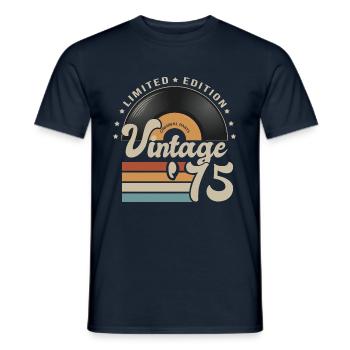 Vintage Vinyl 1975 Gift Anniversary 48 Years - Men's T-Shirt - navy - Front - AI Model Male 178 light (178cm)