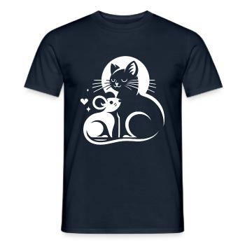 Le chat et la souris dans l’amitié, la paix et l’amour - T-shirt homme - marine - Devant - AI Model Male 178 light (178cm)