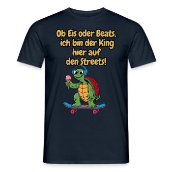 Schildkröte King Skateboard Eis Kopfhörer - Men's T-Shirt - navy - Front - AI Model Male 178 light (178cm)