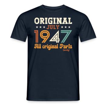 77th Birthday Original July 1947 Born 1947 - Men's T-Shirt - navy - Front - AI Model Male 178 light (178cm)
