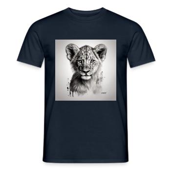 Lion cub art sketch - Men's T-Shirt - navy - Front - AI Model Male 178 light (178cm)