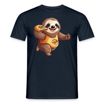 Sloth Marathon Runner, Pizza and Burgers, Fast - Men's T-Shirt - navy - Front - AI Model Male 178 light (178cm)